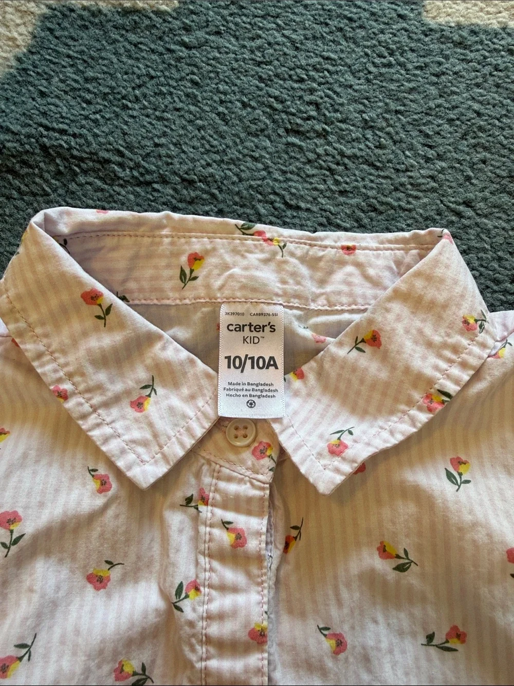 Carter's White Sleeveless Floral Button-Front Dress